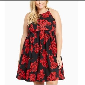 Torrid NWT Red Floral Skater Dress Size 10 (M/L)